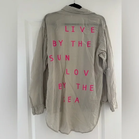 Sundry Light Gray Linen Button Down - Picture 1 of 4